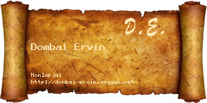 Dombai Ervin névjegykártya